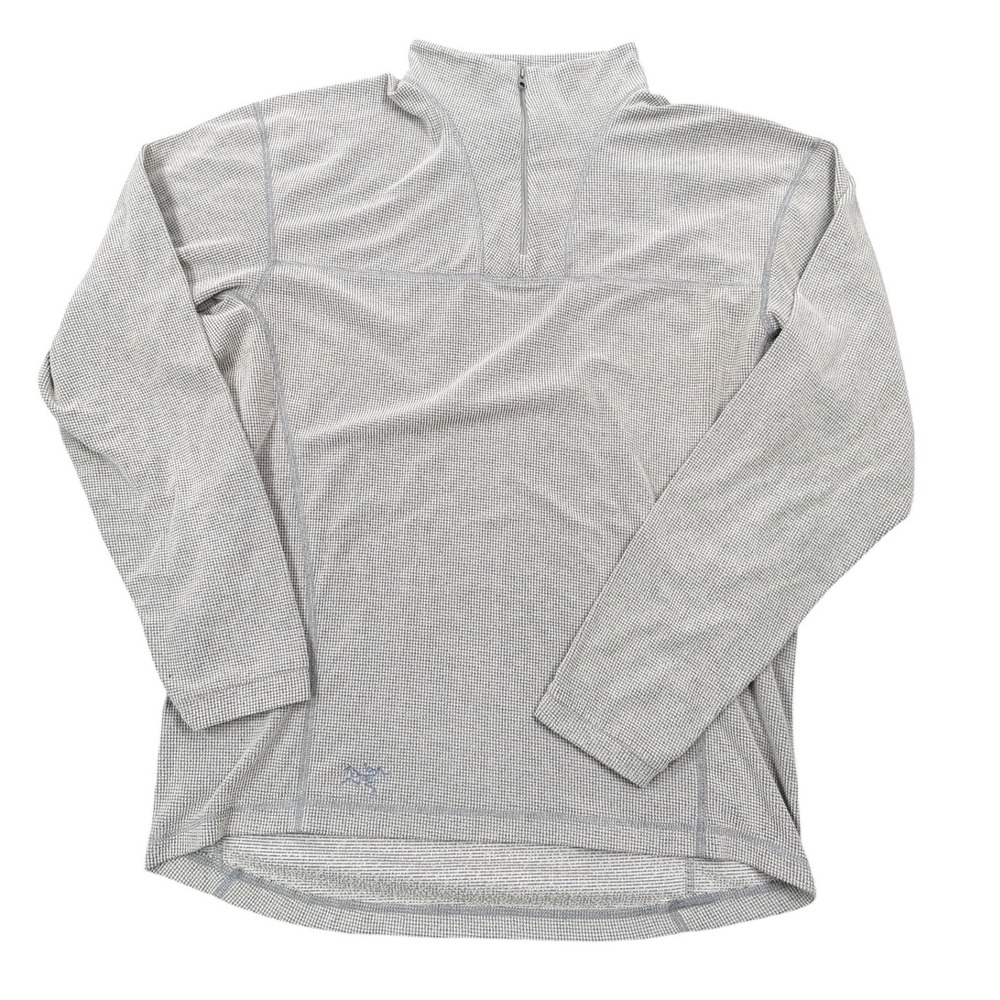 Arc'teryx Delta Fleece Vintage Polartec Quarter Zip Men L Gray Waffle Knit